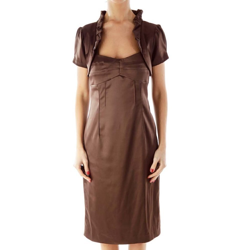 Eliza J Brown Fitted Dress with Bolero
